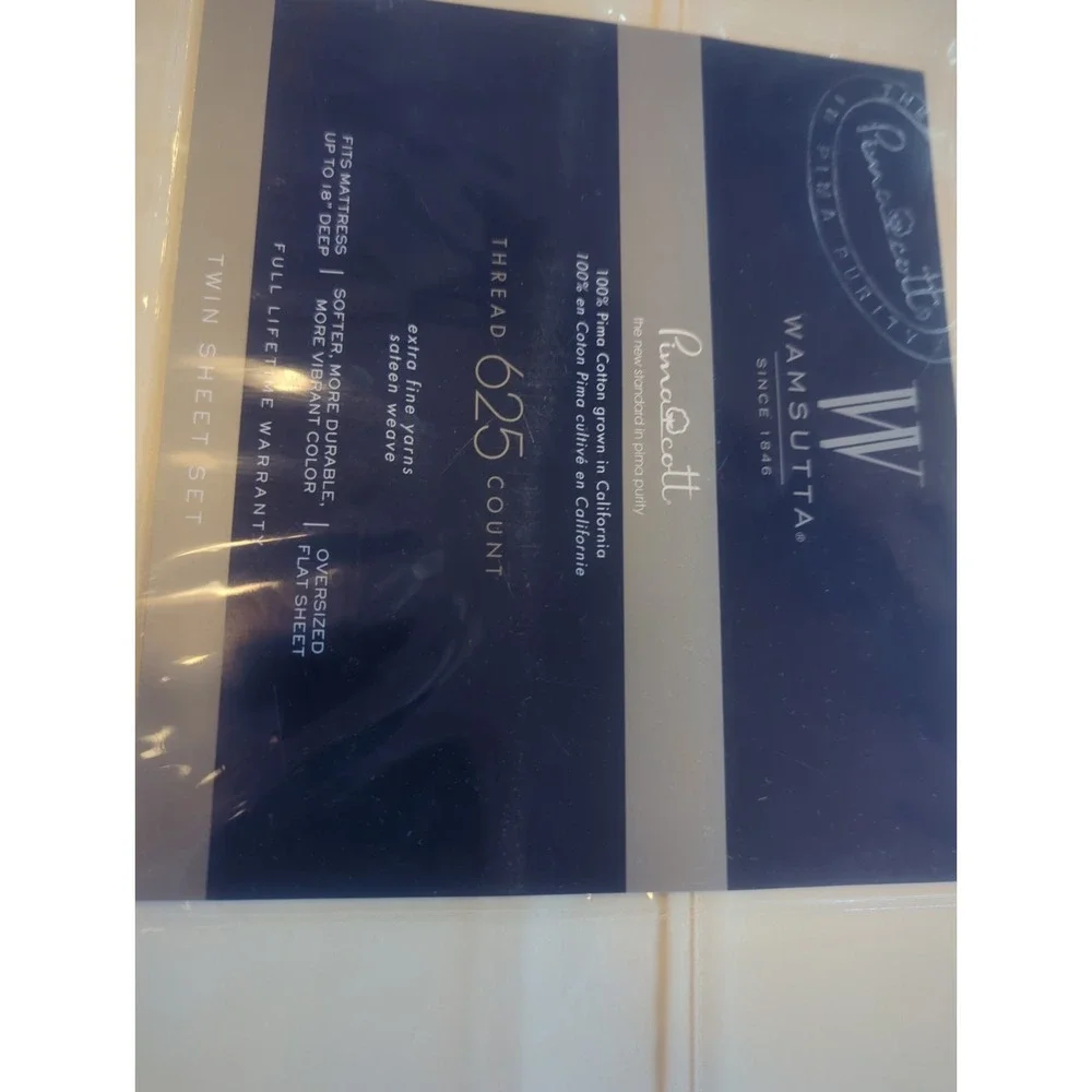 Wamsutta PimaCott 625 Thread Count Twin Sheet Set Ivory 100% Pima Cotton NIP